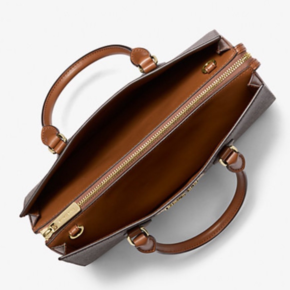 Michael Kors Sheila Medium Signature Logo and Metallic Satchel Crossbody Center - Picture 11 of 16